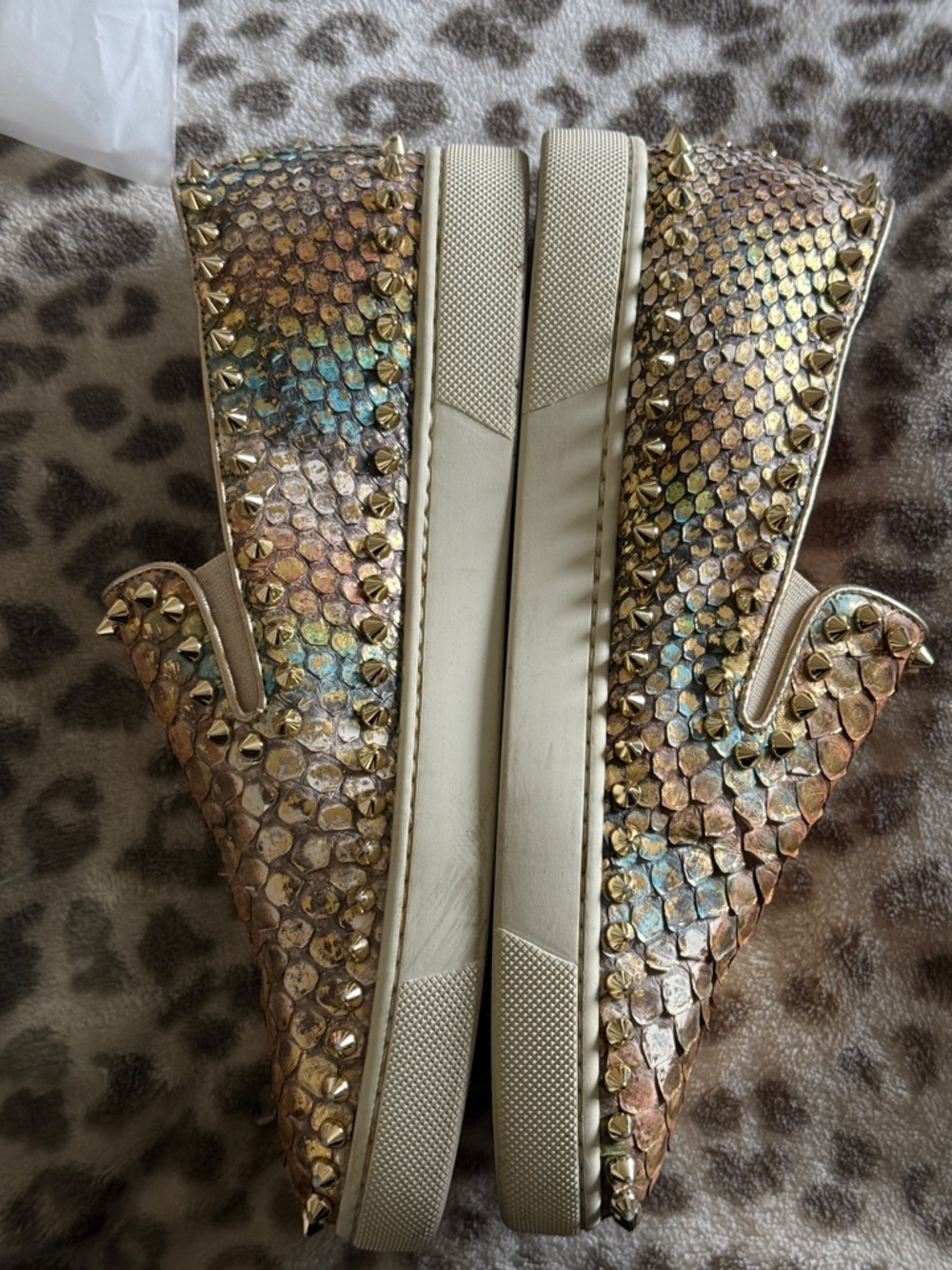 Louboutin Multicolor Python Pik Boat Slip On Sneakers 38 - Picture 9 of 10